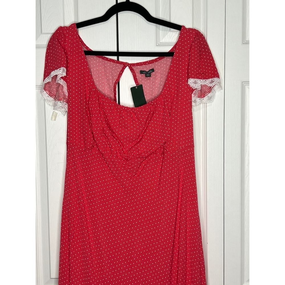 Wild Fable Polka Dot Maxi Dress Cottagecore Boho Coquette Red Rayon XXL - Picture 5 of 10